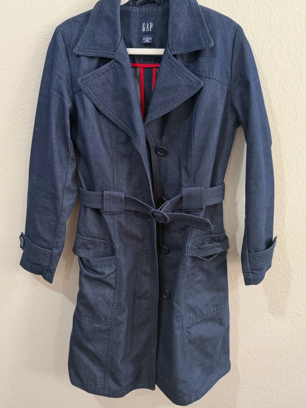 GAP Navy Blue Denim Trench Coat with Belt size S